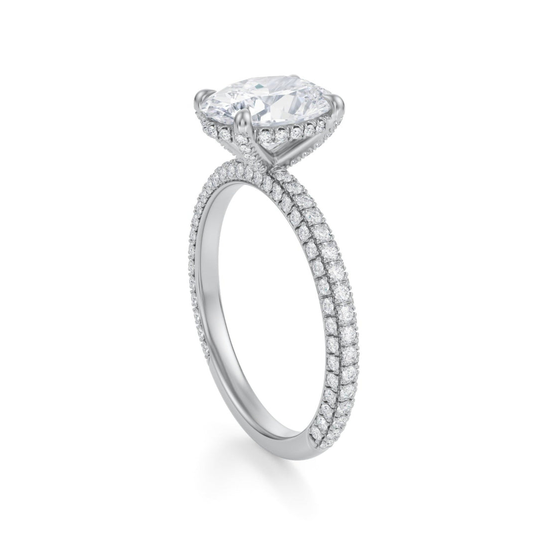 Oval Pave Basket With Trio Pave Ring