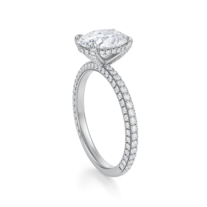 Oval Pave Basket With Trio Pave Ring