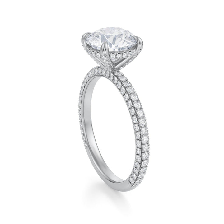 Round Pave Basket With Trio Pave Ring