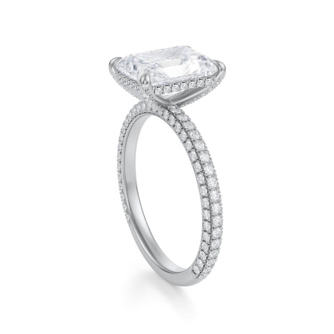 Radiant Pave Basket With Trio Pave Ring