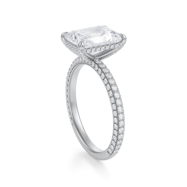 Radiant Pave Basket With Trio Pave Ring