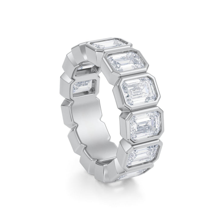 Emerald Bezel Eternity Band - Vertical