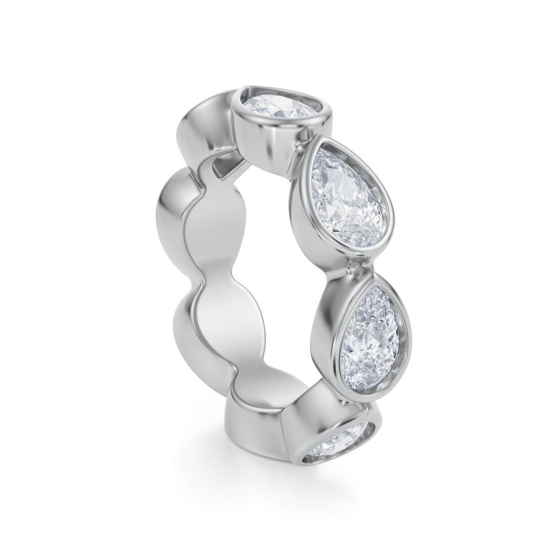 Pear Bezel Eternity Band - Horizontal