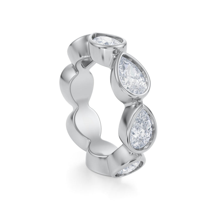 Pear Bezel Eternity Band - Horizontal