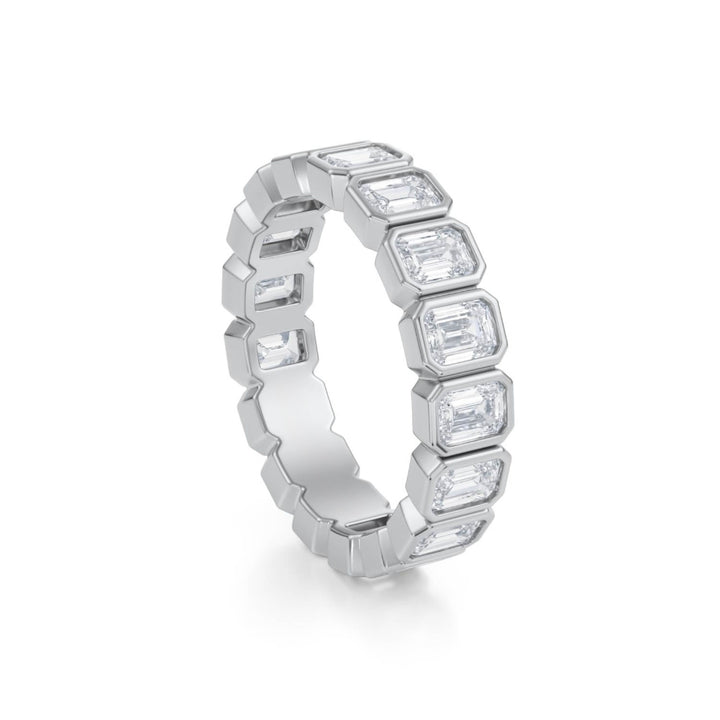 Emerald Bezel Eternity Band - Vertical