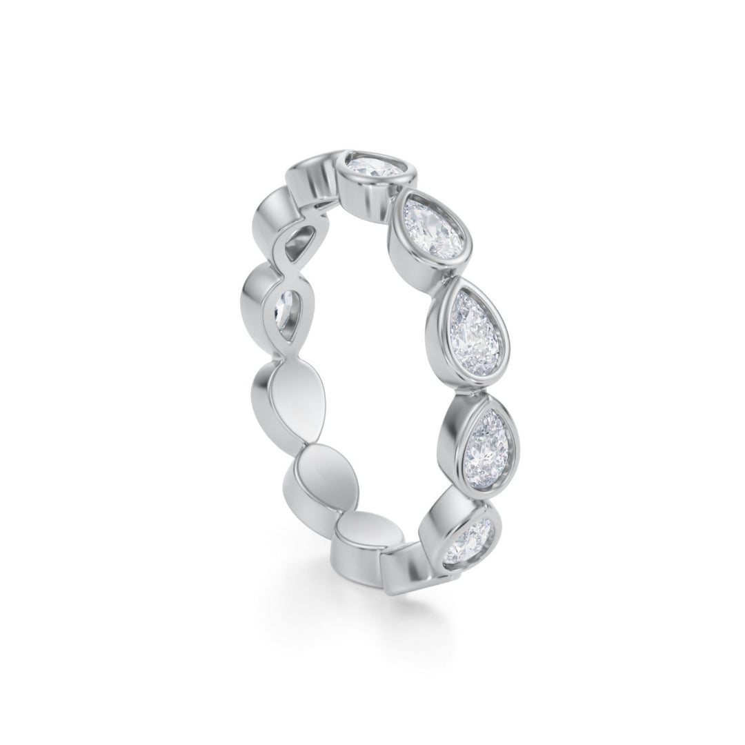 Pear Bezel Eternity Band - Horizontal