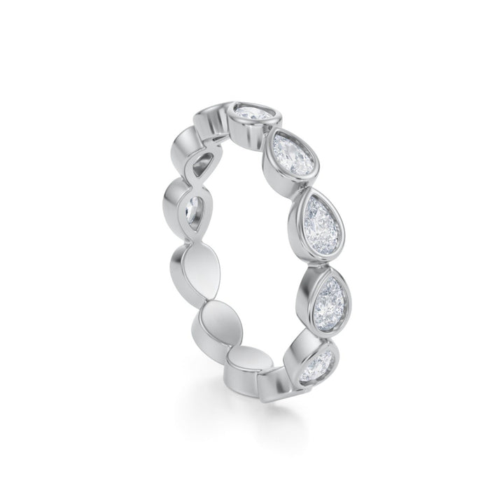 Pear Bezel Eternity Band - Horizontal