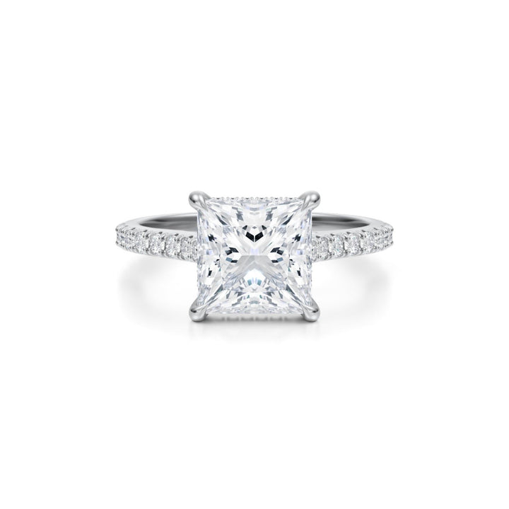 Princess Pave Cathedral Ring With Pave Basket
