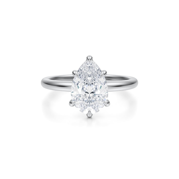 Pear Martini Basket Solitaire Ring