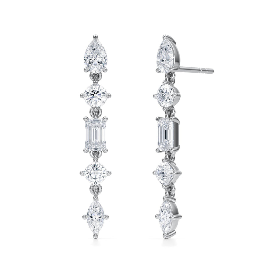 5 Graduated Multi Shape Diamond Dangle Earrings