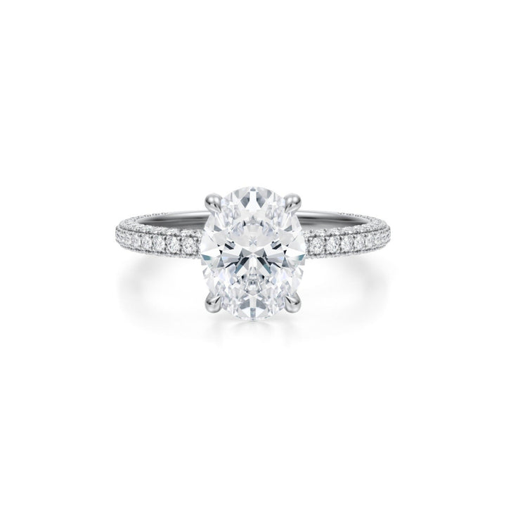Oval Pave Ring With Pave Prongs