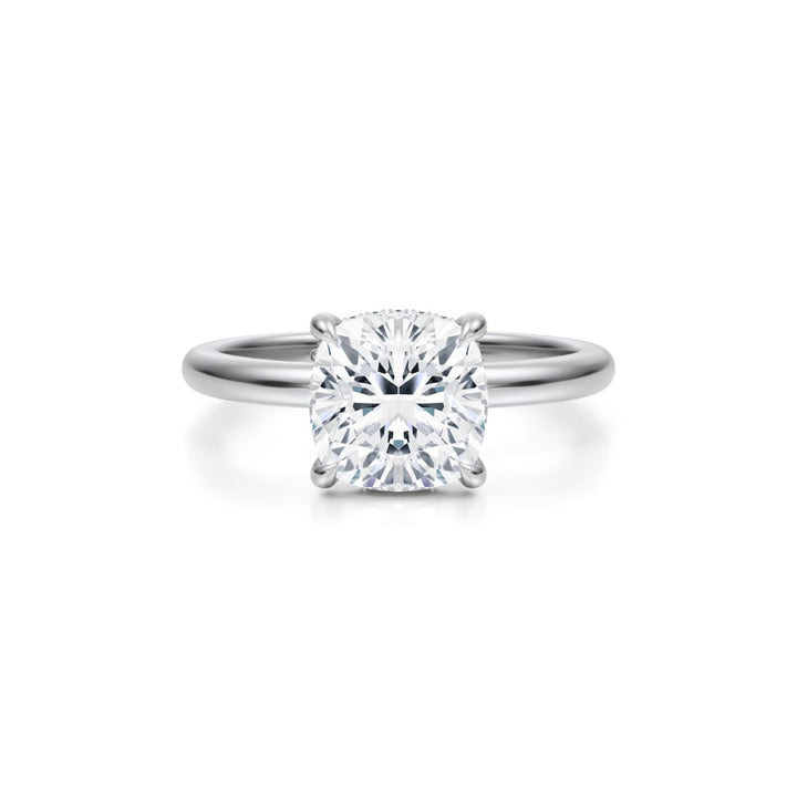 Cushion Solitaire Ring With Pave Basket