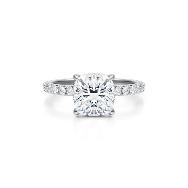Cushion Pave Basket With Pave Ring