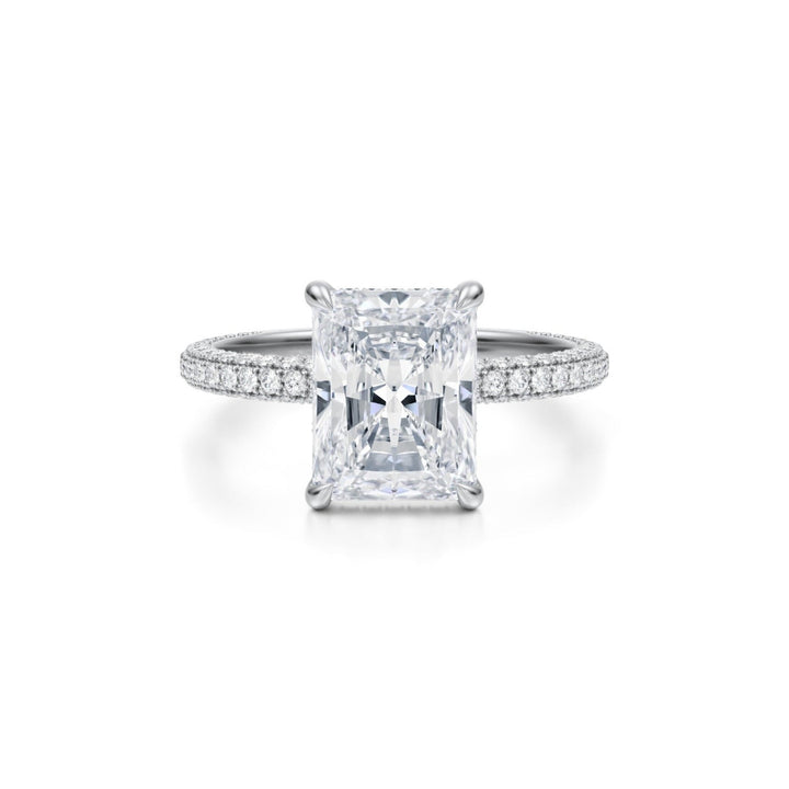 Radiant Pave Basket With Trio Pave Ring