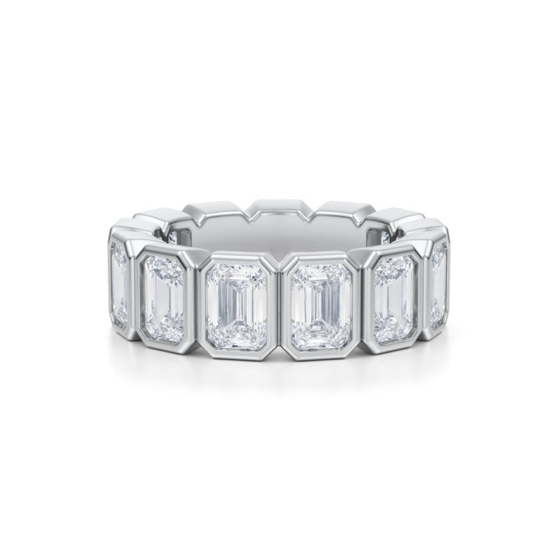Emerald Bezel Eternity Band - Vertical
