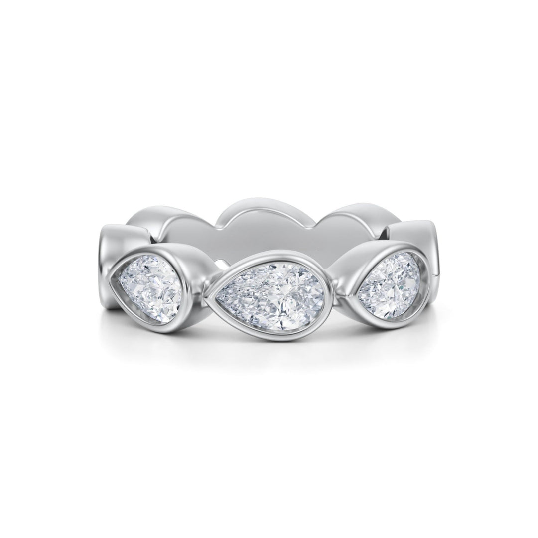 Pear Bezel Eternity Band - Horizontal