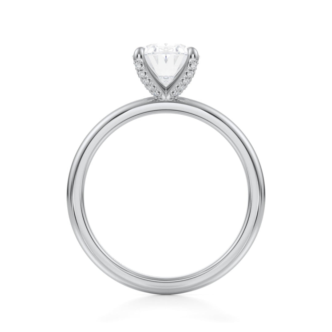 Oval Solitaire Ring With Pave Prongs