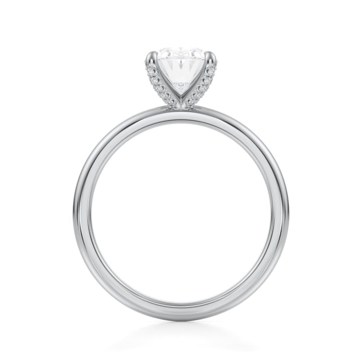 Oval Solitaire Ring With Pave Prongs