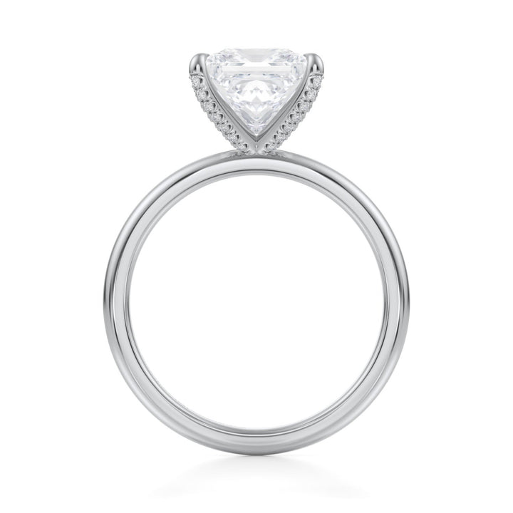 Princess Solitaire Ring With Pave Prongs
