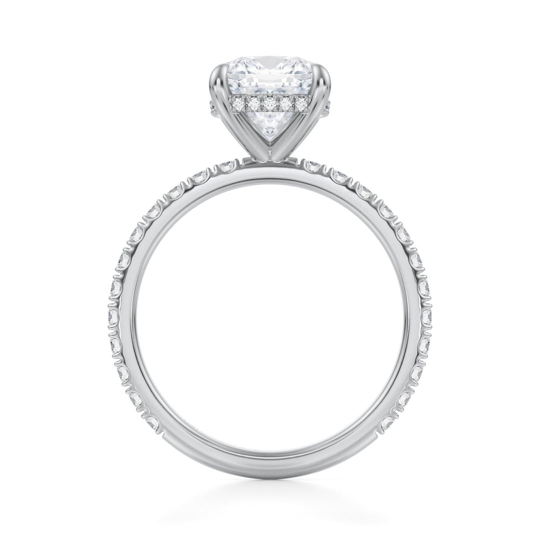 Cushion Hidden Halo With Pave Ring