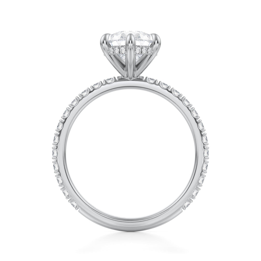 Pear Hidden Halo With Pave Ring