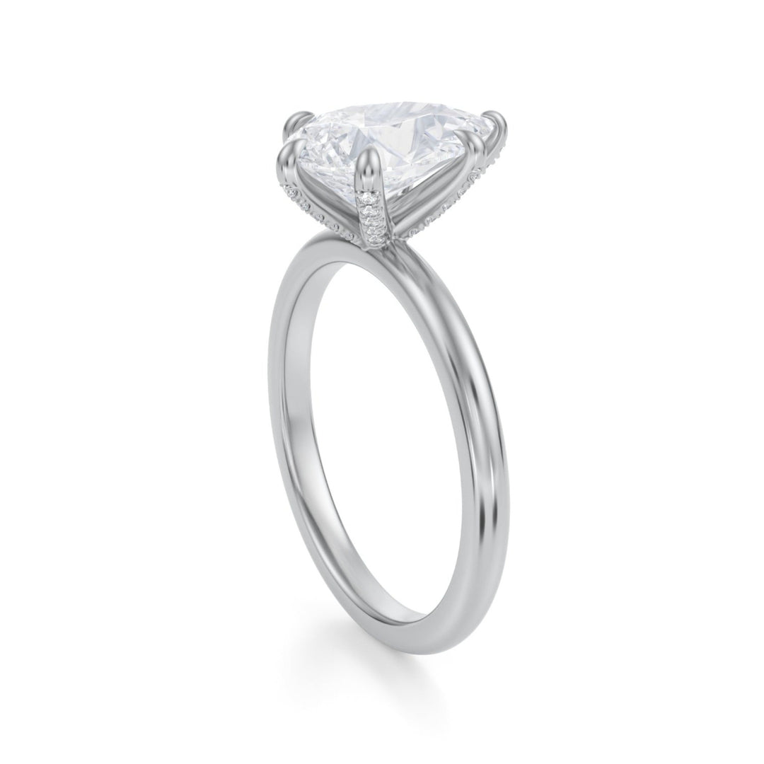 Pear Solitaire Ring With Pave Prongs