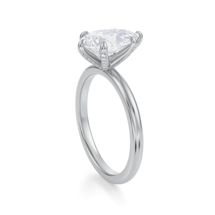 Pear Solitaire Ring With Pave Prongs