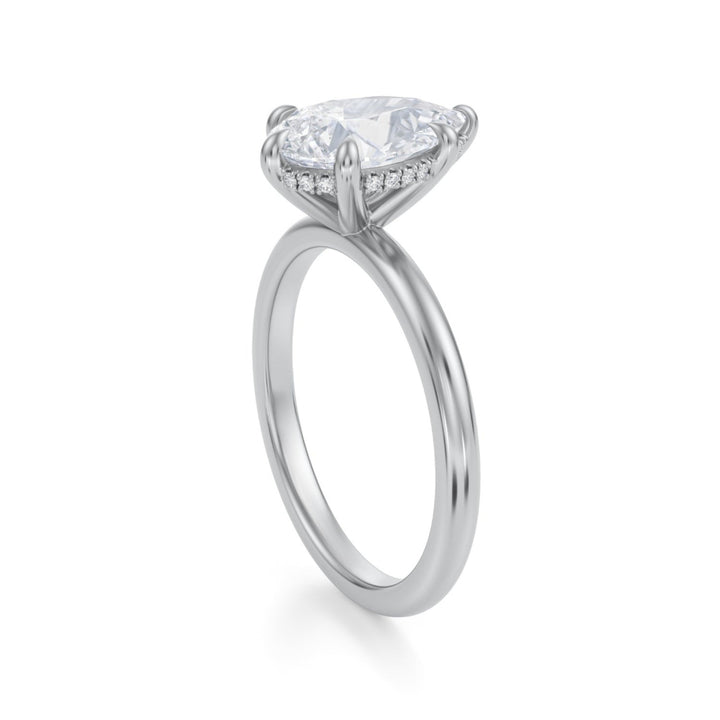 Pear Solitaire Ring With Hidden Halo