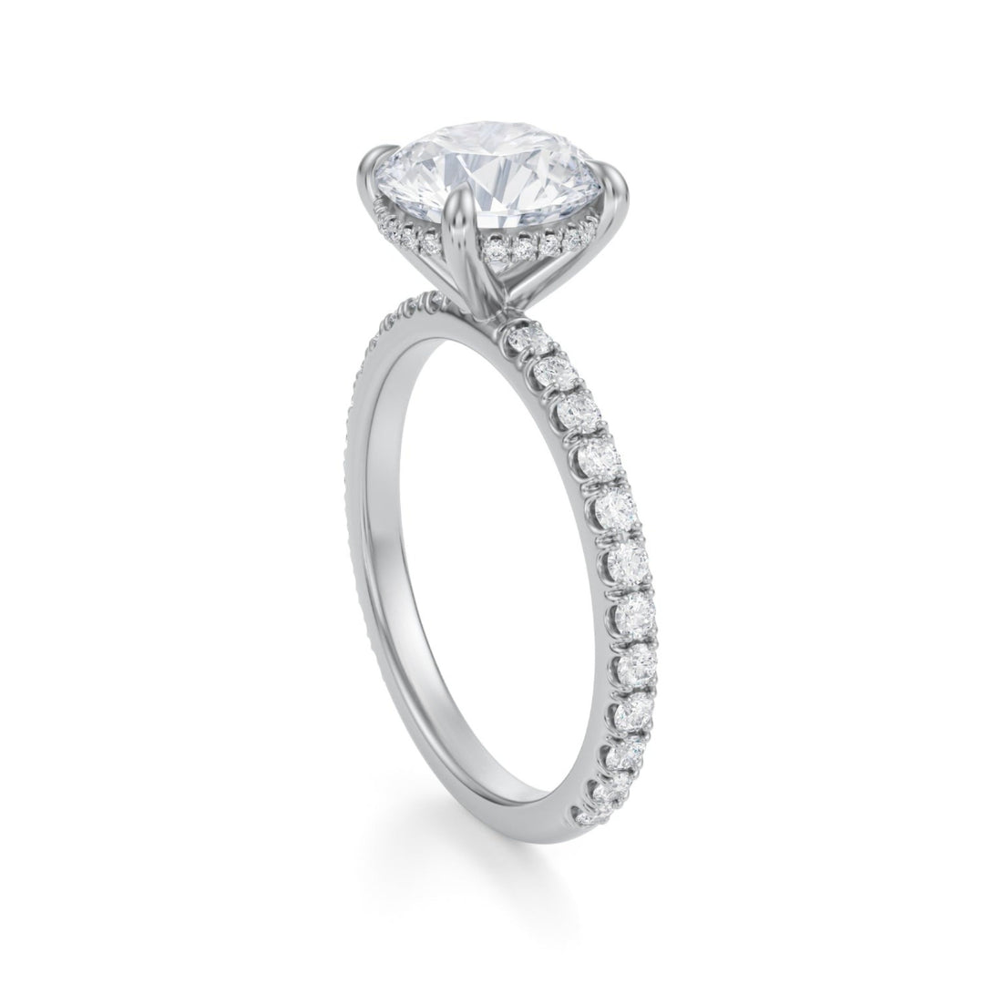 Round Hidden Halo With Pave Ring