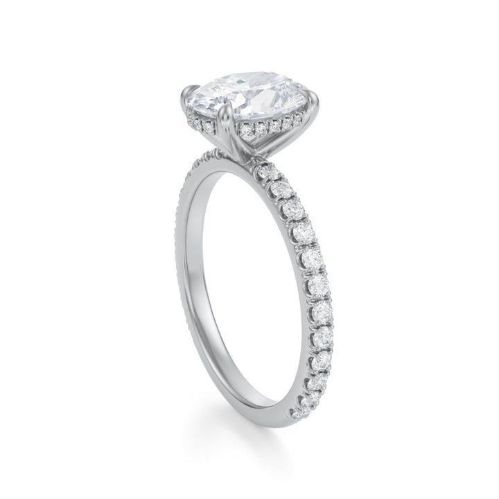 Oval Hidden Halo With Pave Ring