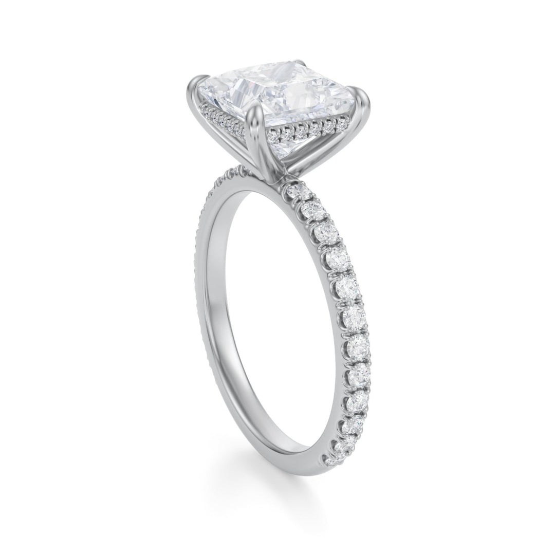 Princess Hidden Halo With Pave Ring