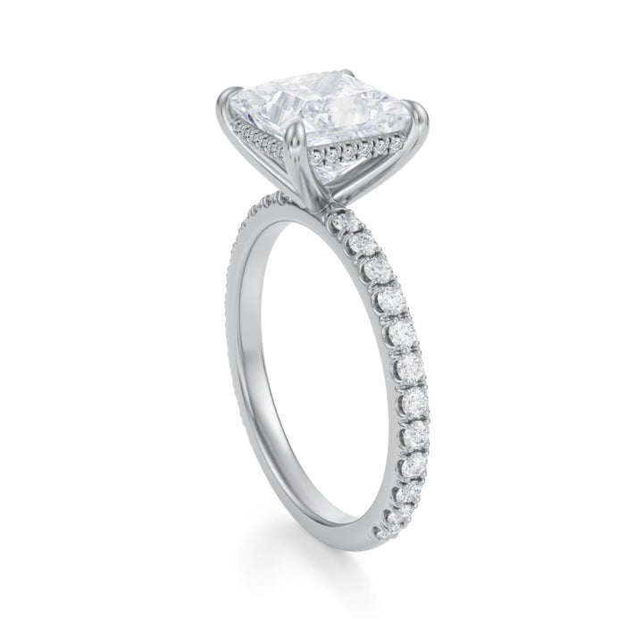 Princess Hidden Halo With Pave Ring