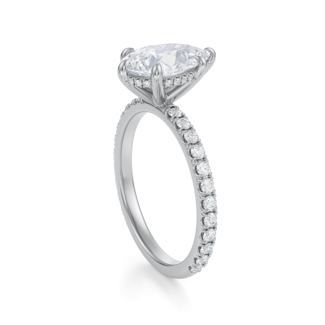 Pear Hidden Halo With Pave Ring