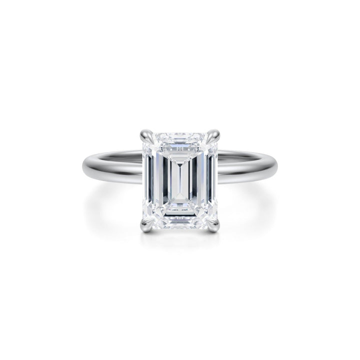 Emerald Solitaire Ring With Pave Prongs