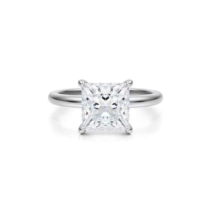 Princess Solitaire Ring With Pave Prongs
