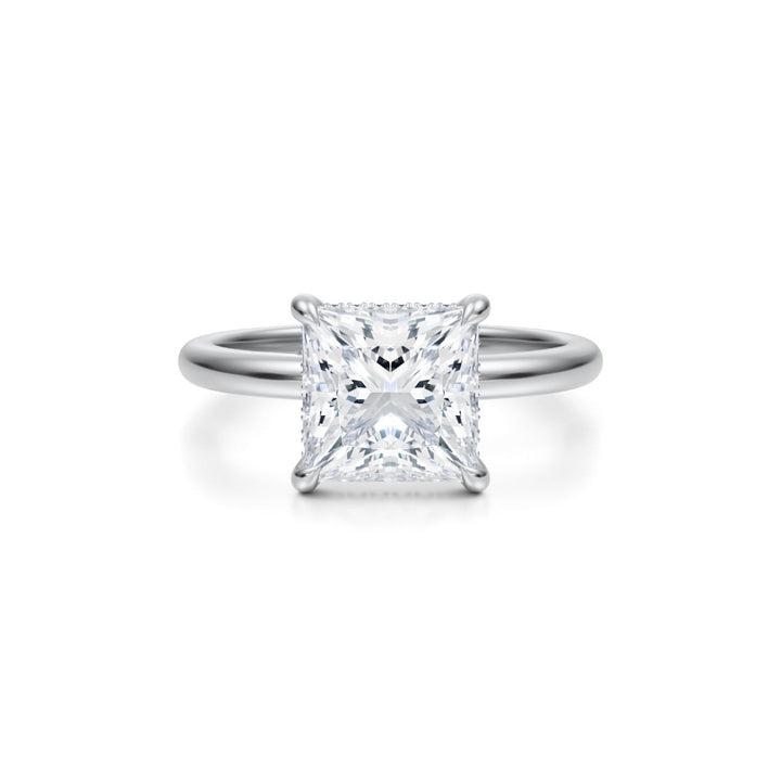 Princess Solitaire Ring With Hidden Halo