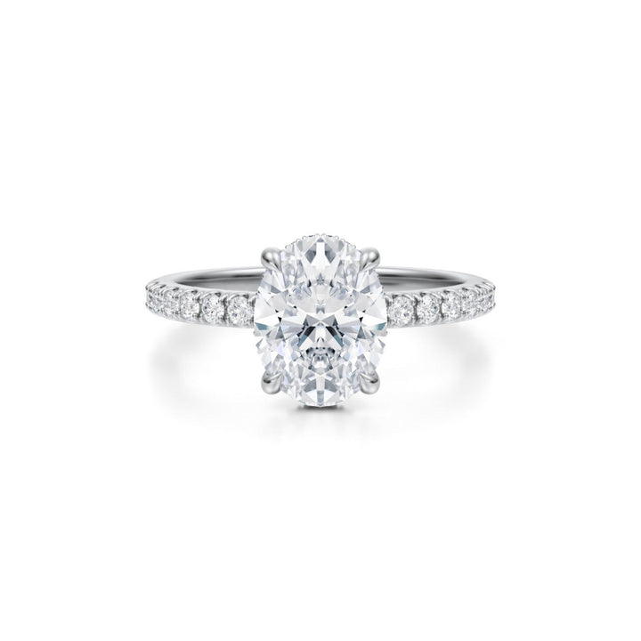 Oval Hidden Halo With Pave Ring