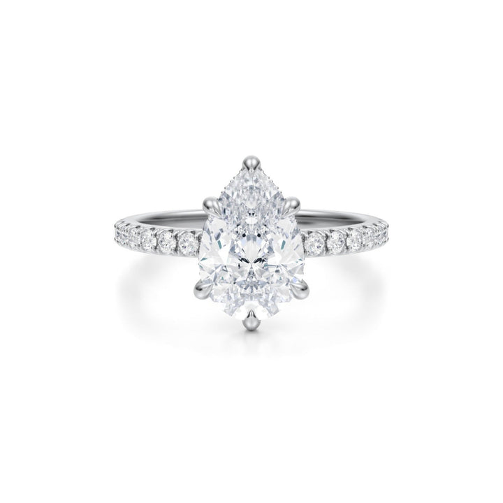 Pear Hidden Halo With Pave Ring