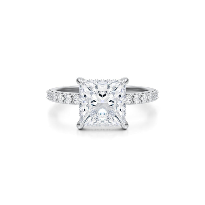 Princess Hidden Halo With Pave Ring