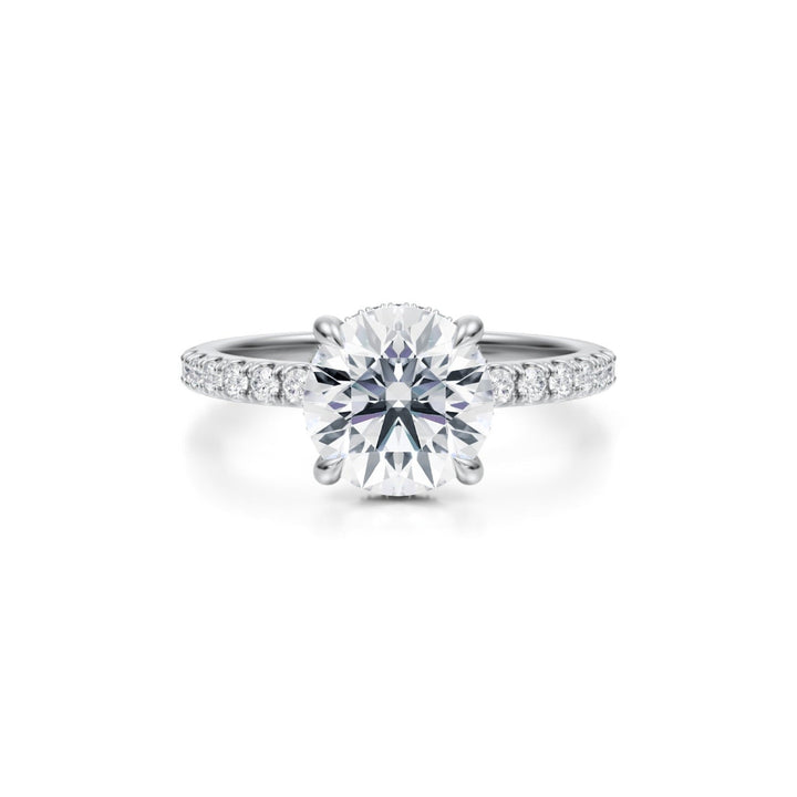 Round Hidden Halo With Pave Ring