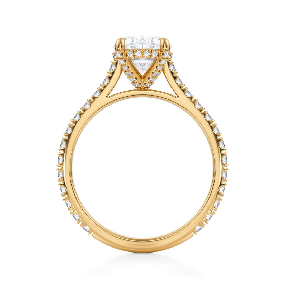 Oval Pave Cathedral Ring With Pave Basket