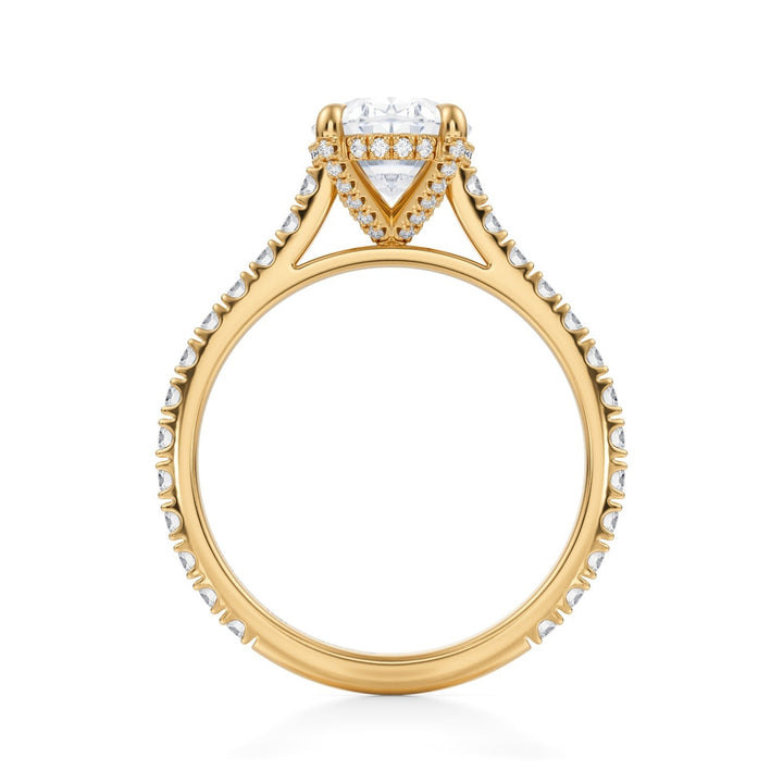 Oval Pave Cathedral Ring With Pave Basket