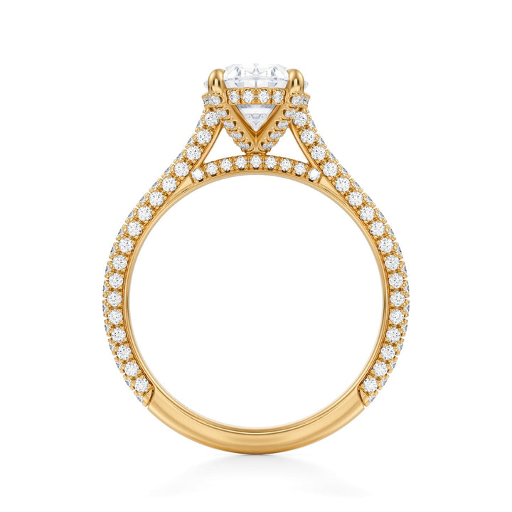 Oval Trio Pave Cathedral Ring With Pave Basket