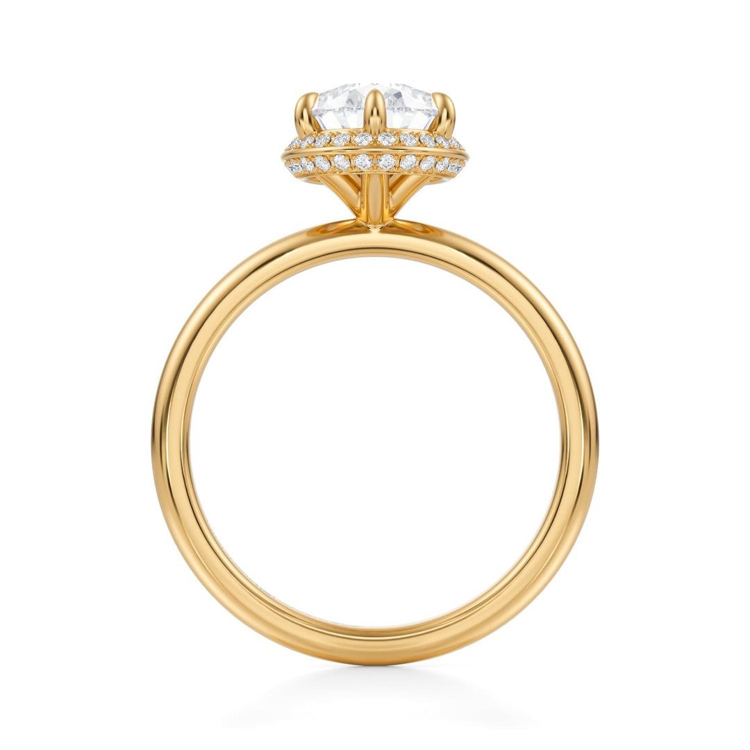 Pear Knife Edge Halo With Solitaire Ring