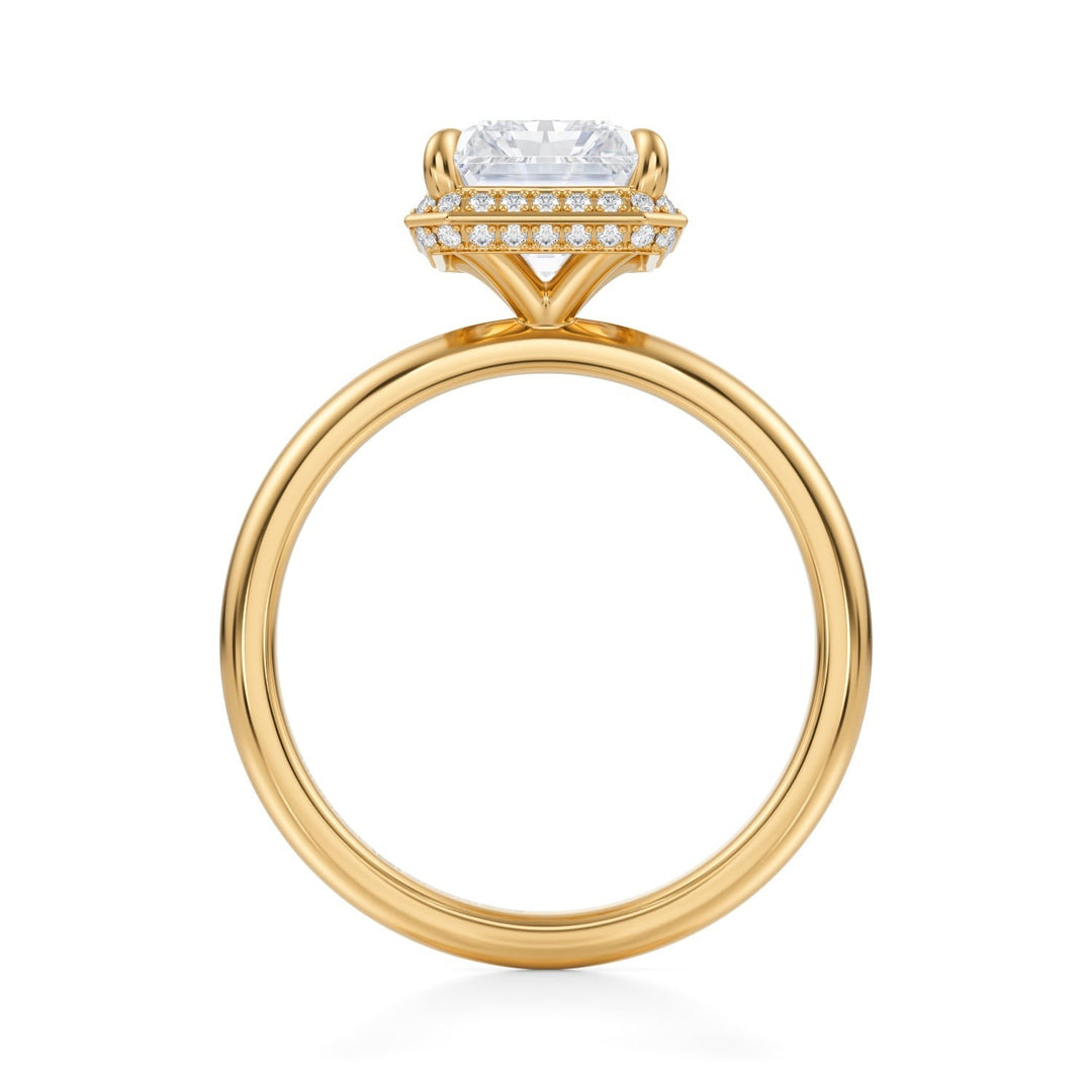 Radiant Knife Edge Halo With Solitaire Ring