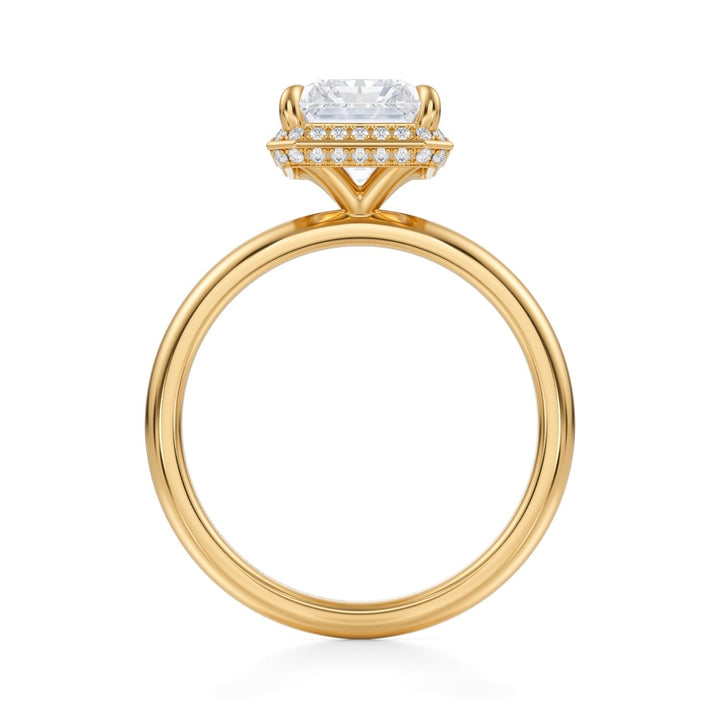 Radiant Knife Edge Halo With Solitaire Ring