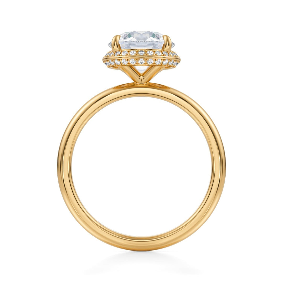 Round Knife Edge Halo With Solitaire Ring