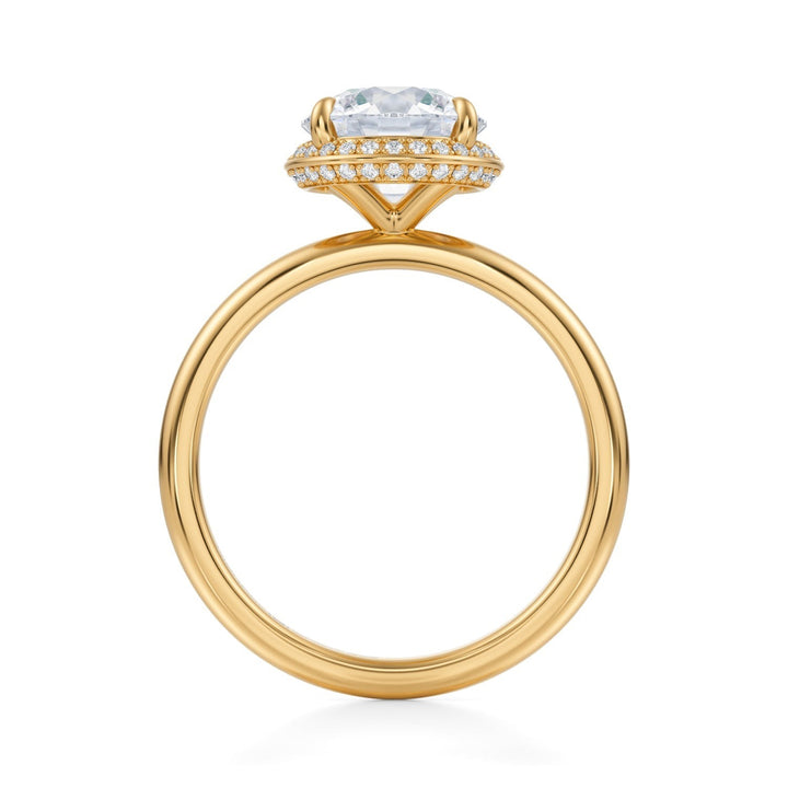 Round Knife Edge Halo With Solitaire Ring