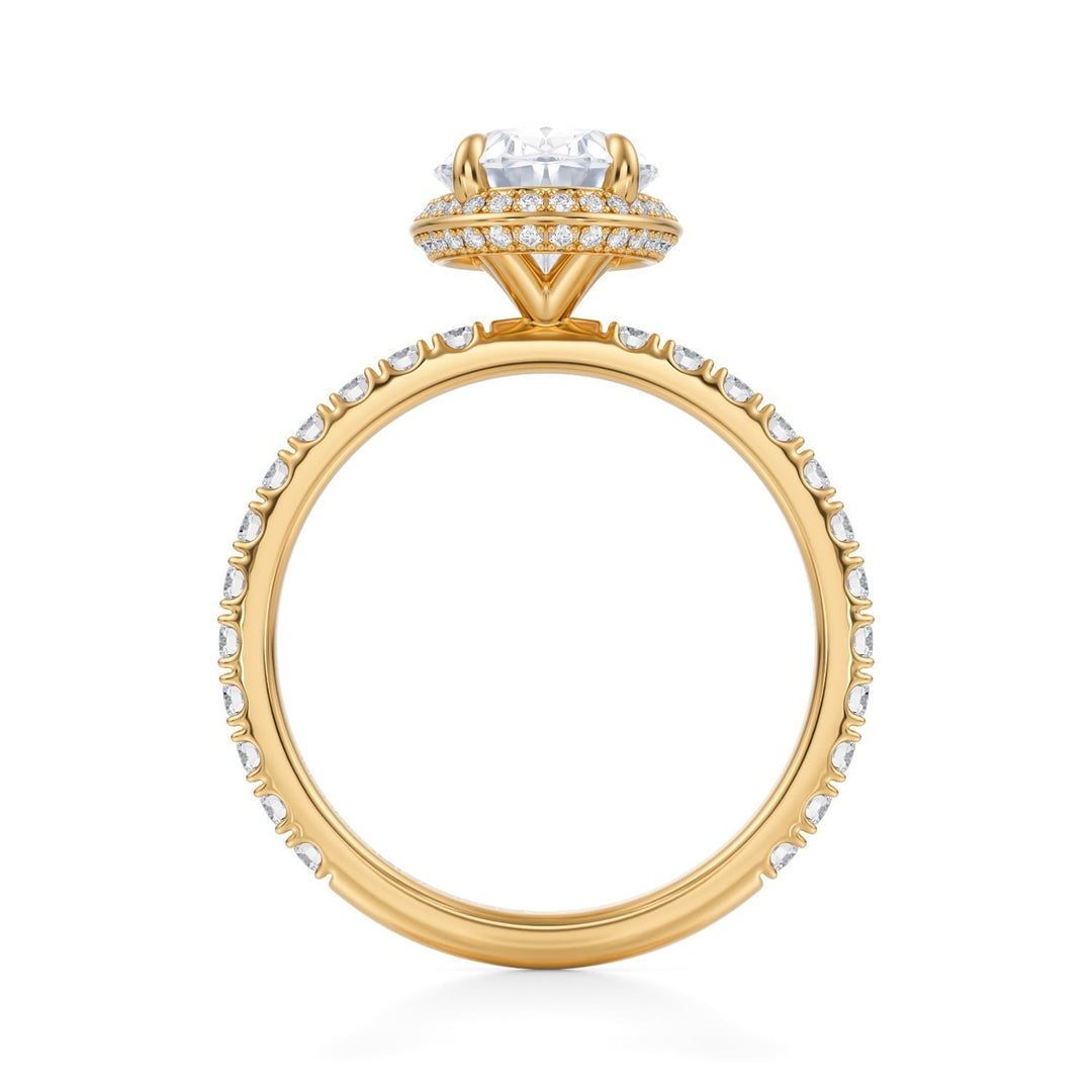 Oval Knife Edge Halo With Pave Ring