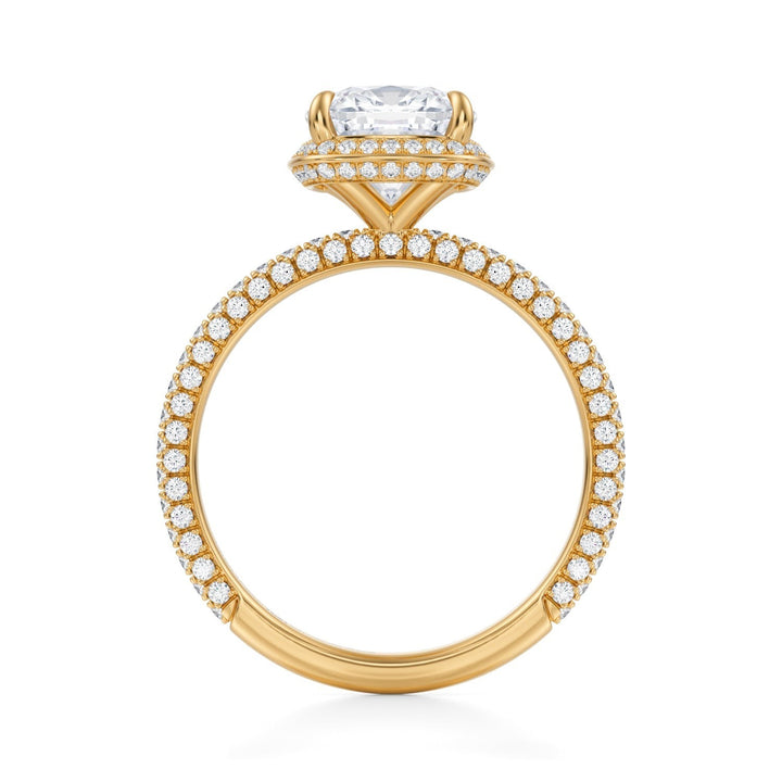Cushion Knife Edge Halo With Trio Pave Ring